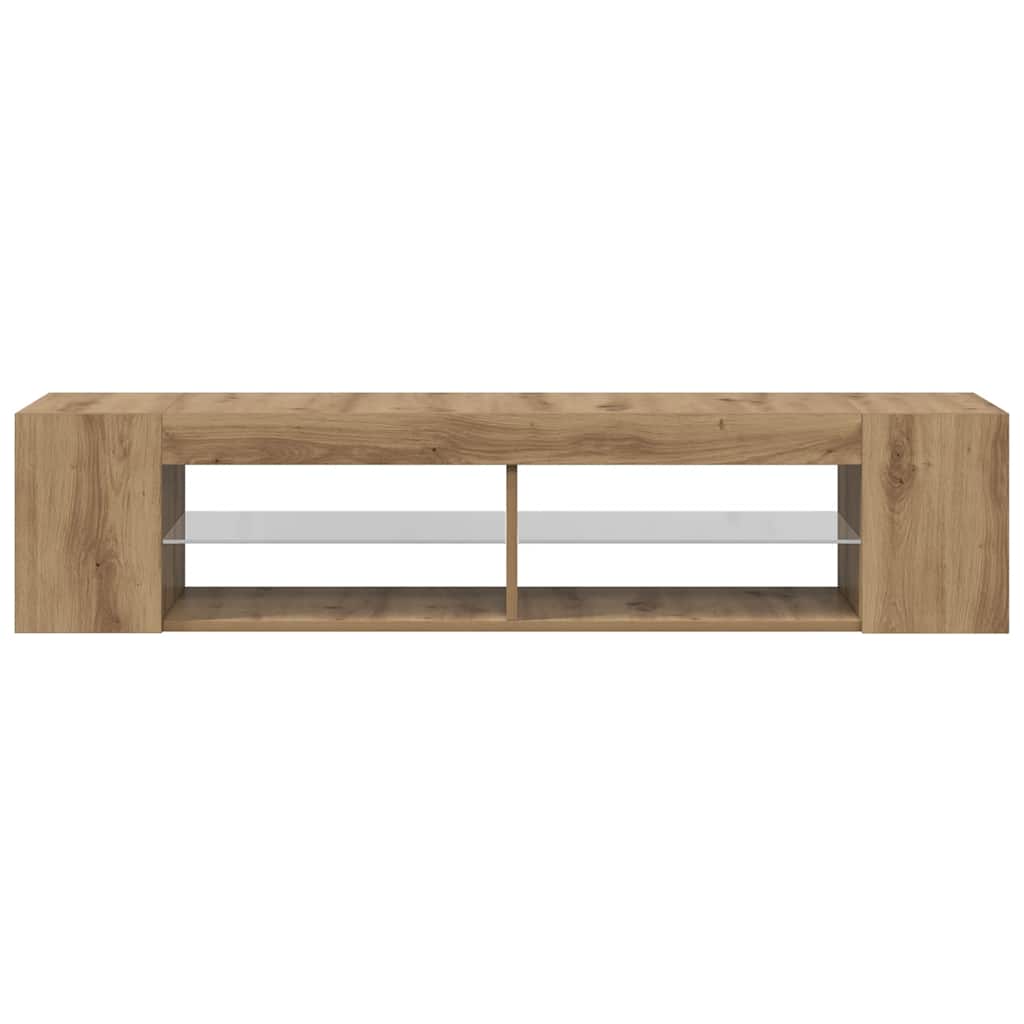 TV Cabinet with LED Lights Artisan Oak 135x39x30 cm Engineered Wood