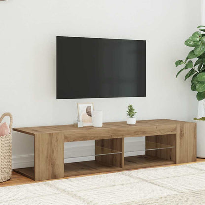 TV Cabinet with LED Lights Artisan Oak 135x39x30 cm Engineered Wood
