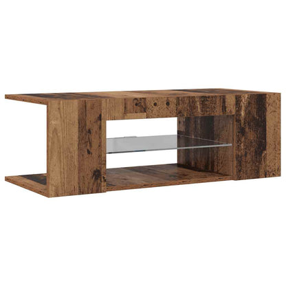 TV Cabinet with LED Lights Old Wood 90x39x30 cm Engineered Wood