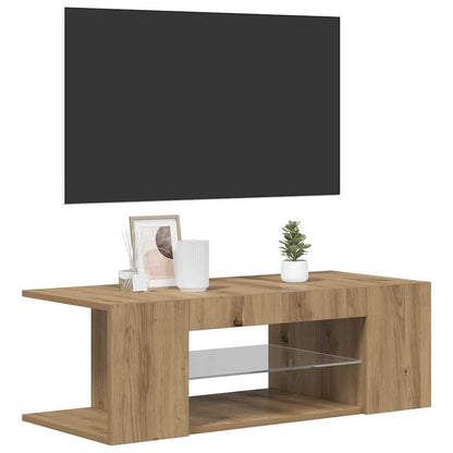 TV Cabinet with LED Lights Artisan Oak 90x39x30 cm Engineered Wood