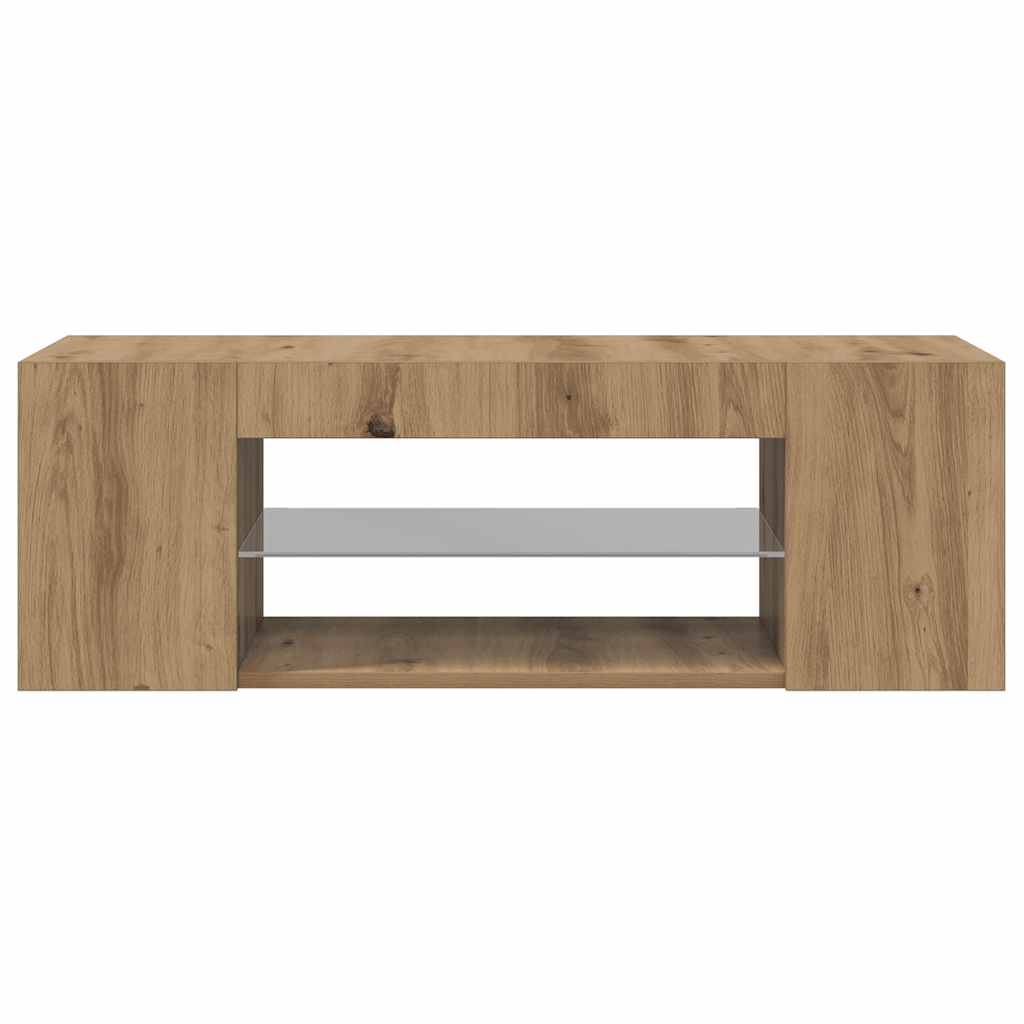 TV Cabinet with LED Lights Artisan Oak 90x39x30 cm Engineered Wood