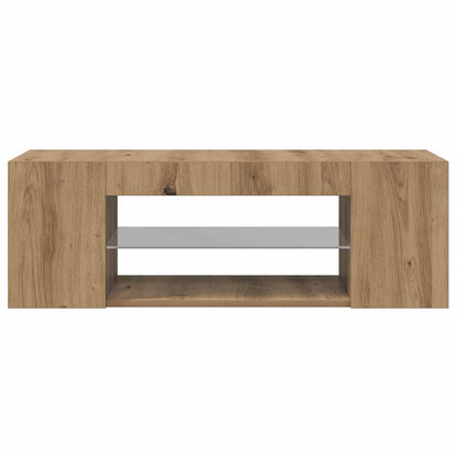 TV Cabinet with LED Lights Artisan Oak 90x39x30 cm Engineered Wood