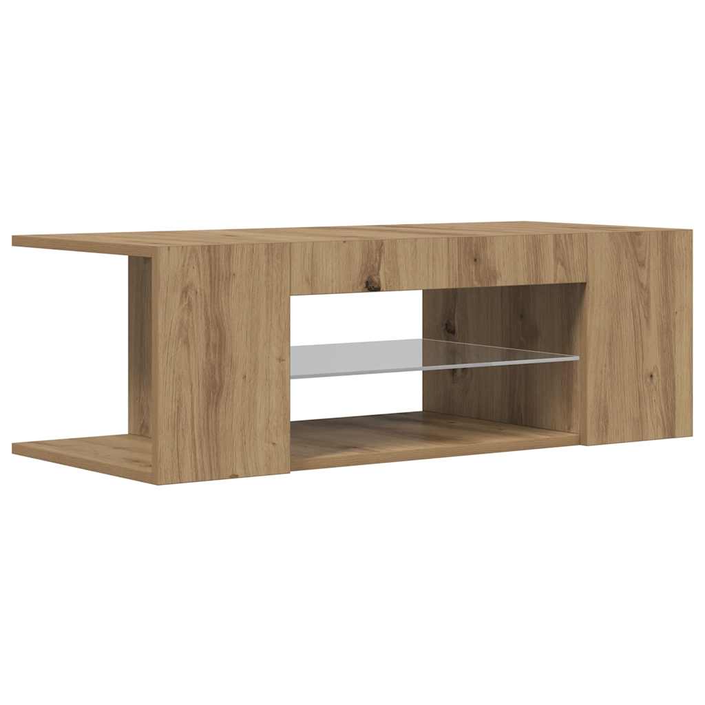 TV Cabinet with LED Lights Artisan Oak 90x39x30 cm Engineered Wood
