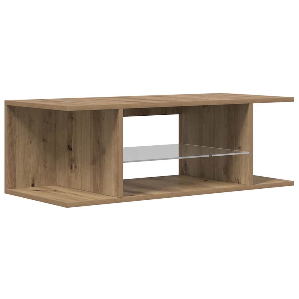 TV Cabinet with LED Lights Artisan Oak 90x39x30 cm Engineered Wood