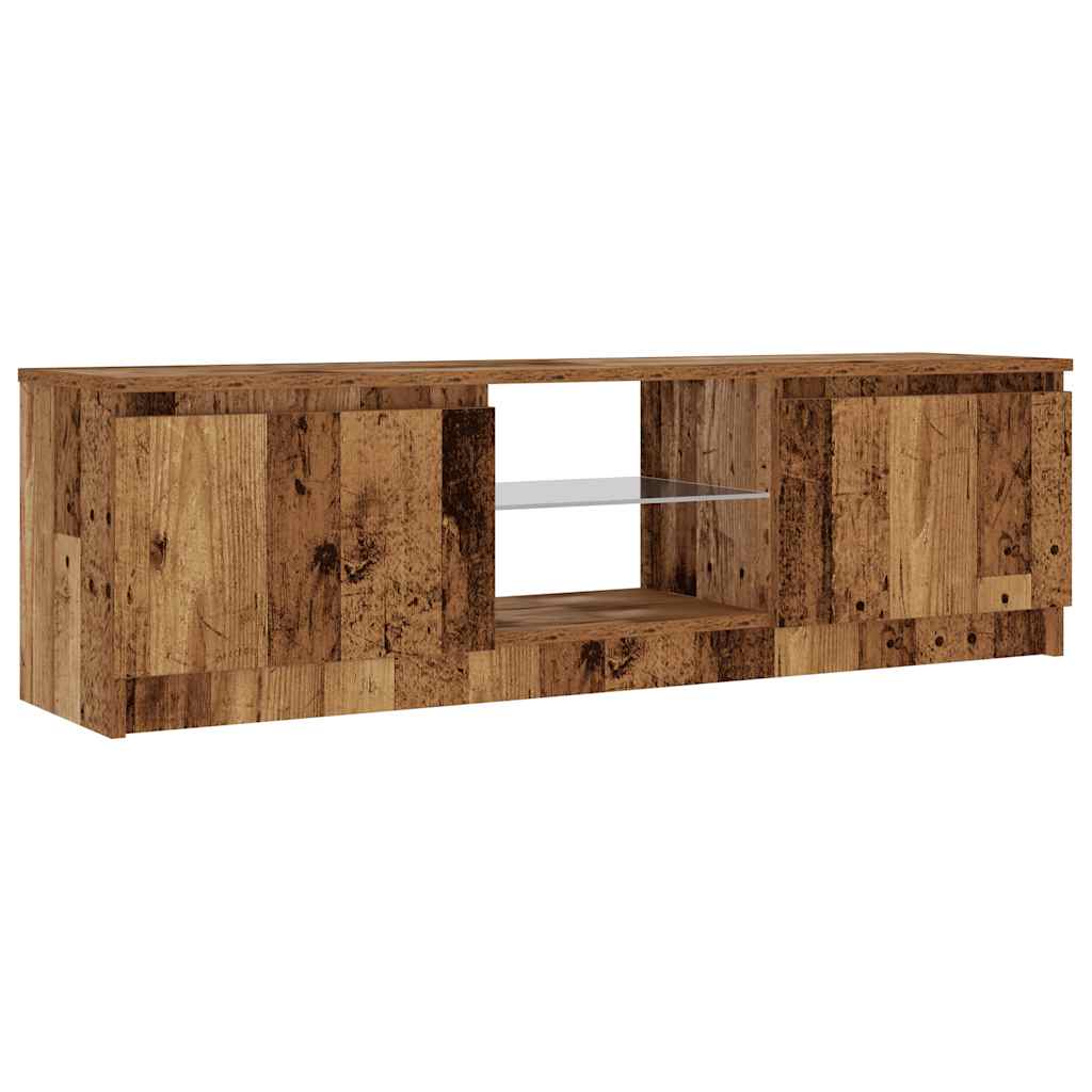 TV Cabinet with LED Lights Old Wood 120x30x36 cm Engineered Wood