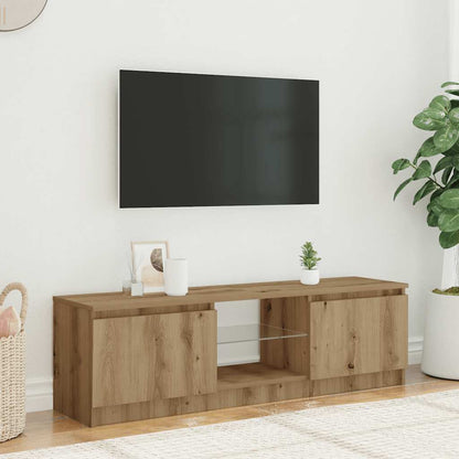 TV Cabinet with LED Lights Artisan Oak 120x30x36 cm Engineered Wood