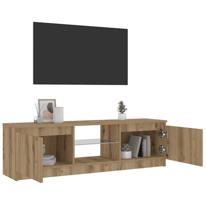 TV Cabinet with LED Lights Artisan Oak 120x30x36 cm Engineered Wood