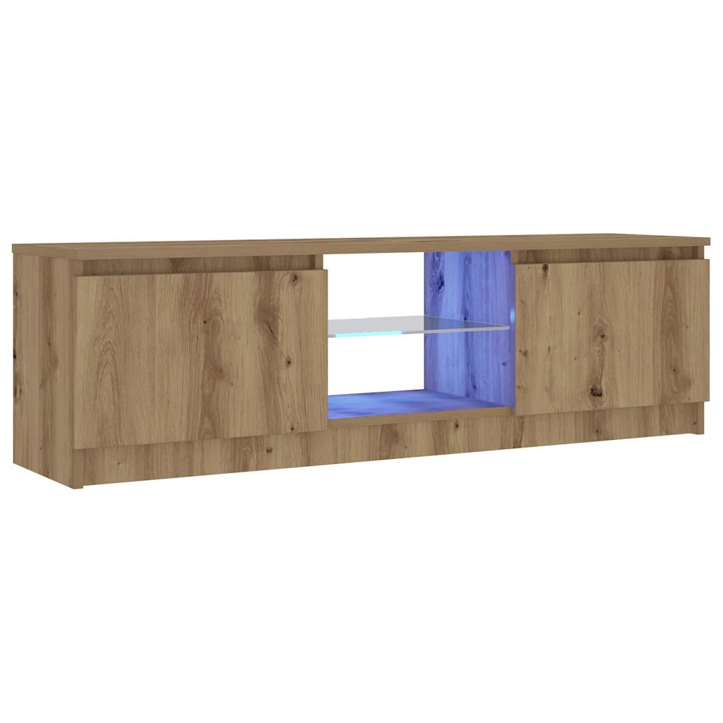 TV Cabinet with LED Lights Artisan Oak 120x30x36 cm Engineered Wood