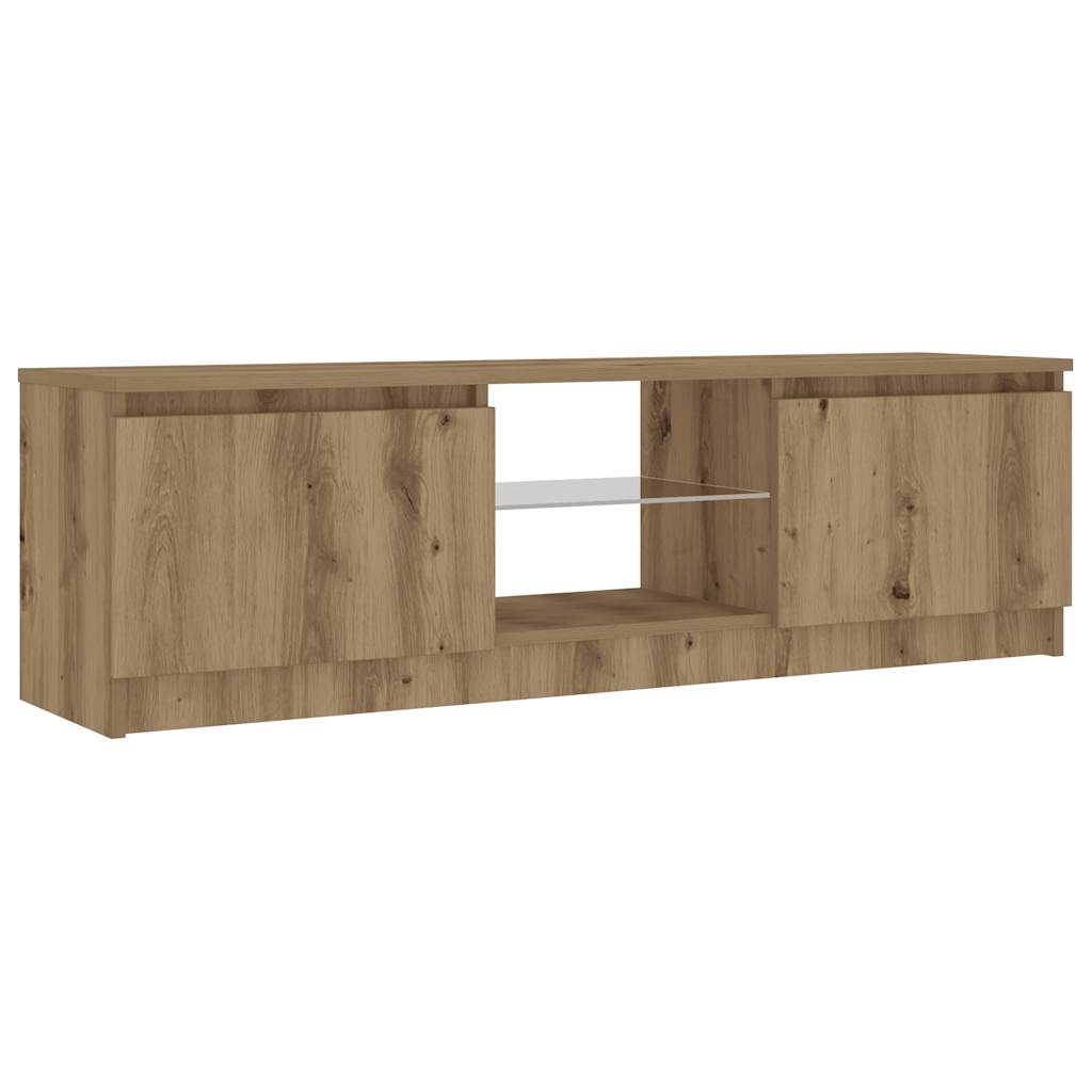 TV Cabinet with LED Lights Artisan Oak 120x30x36 cm Engineered Wood