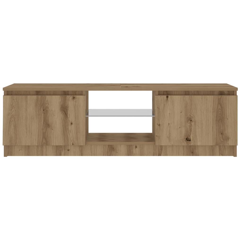 TV Cabinet with LED Lights Artisan Oak 120x30x36 cm Engineered Wood