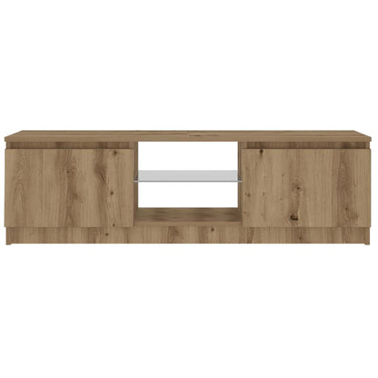 TV Cabinet with LED Lights Artisan Oak 120x30x36 cm Engineered Wood