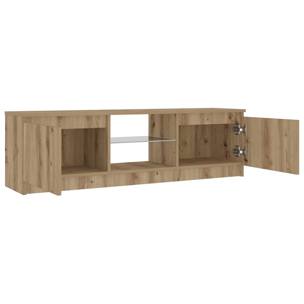 TV Cabinet with LED Lights Artisan Oak 120x30x36 cm Engineered Wood