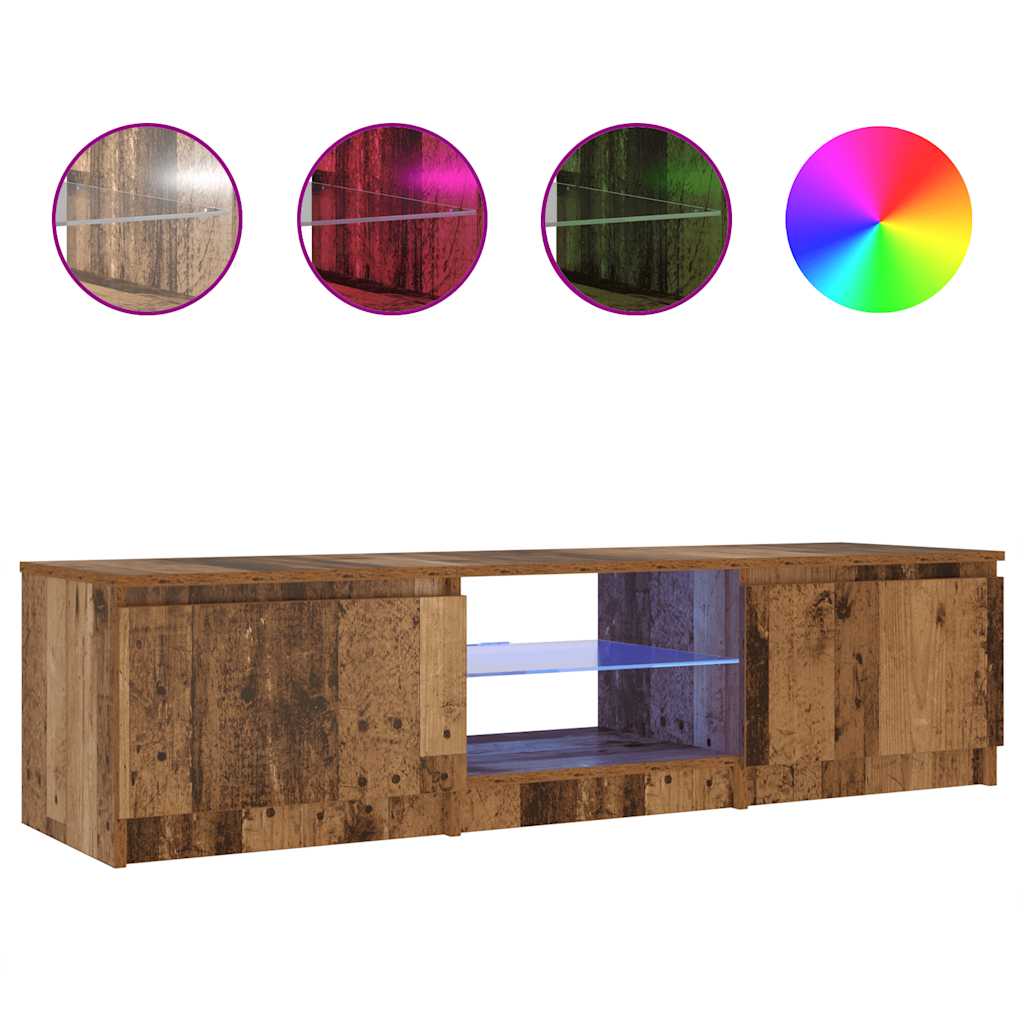 TV Cabinet with LED Lights Old Wood 140x40x36 cm Engineered Wood