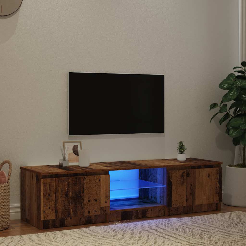 TV Cabinet with LED Lights Old Wood 140x40x36 cm Engineered Wood