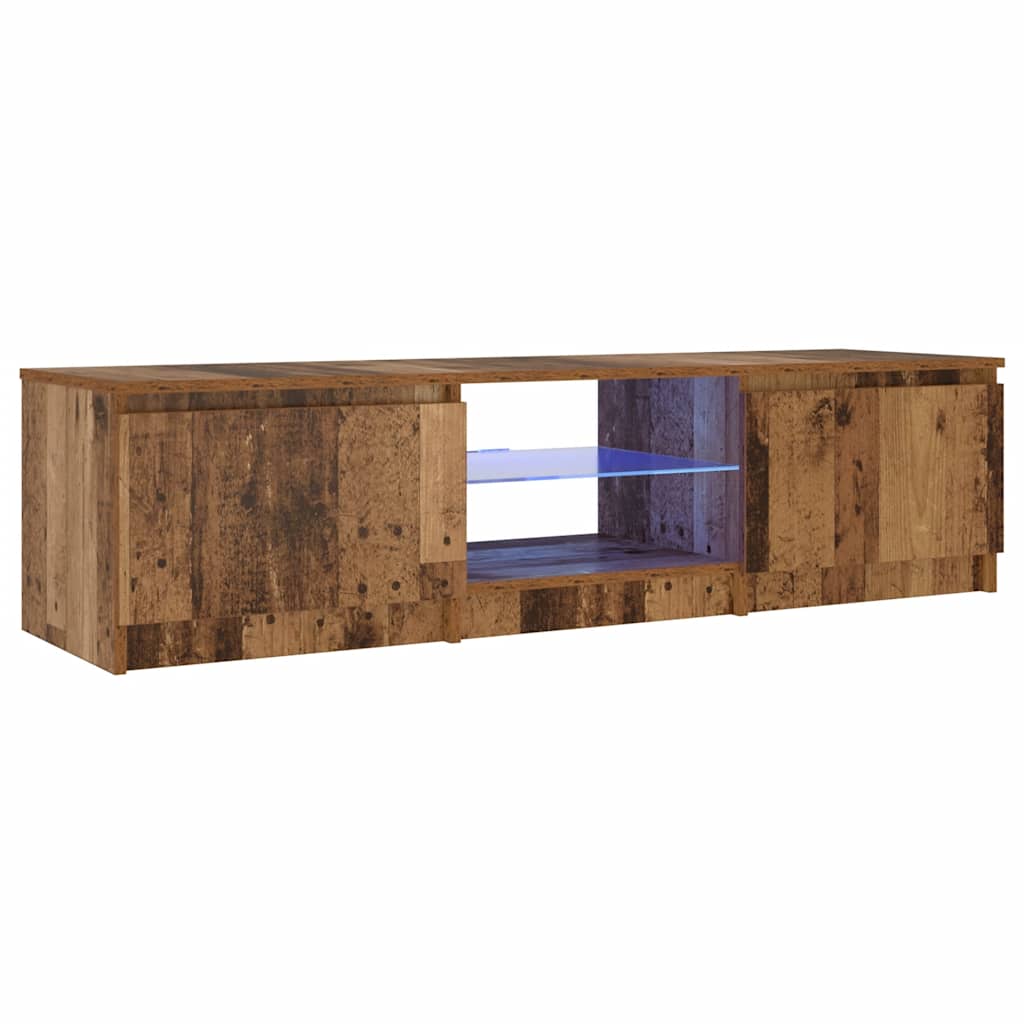 TV Cabinet with LED Lights Old Wood 140x40x36 cm Engineered Wood