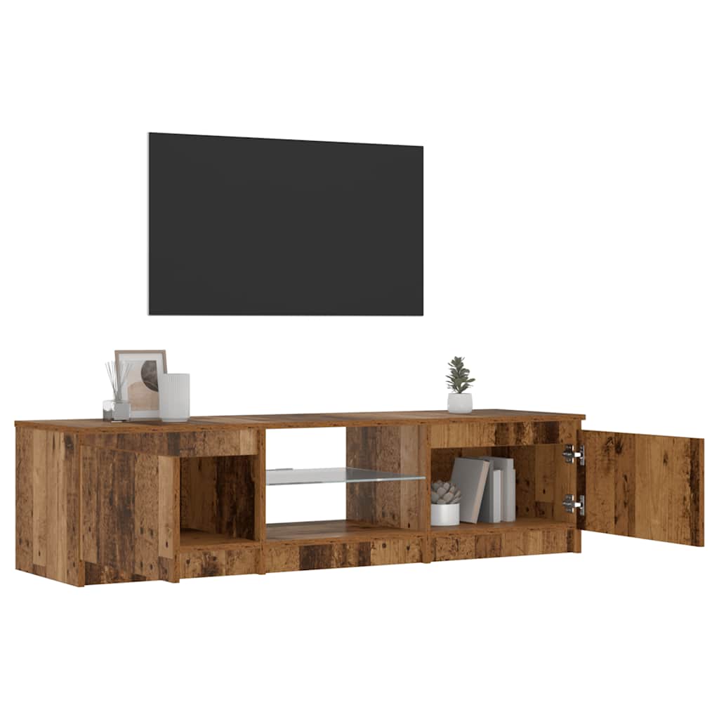 TV Cabinet with LED Lights Old Wood 140x40x36 cm Engineered Wood