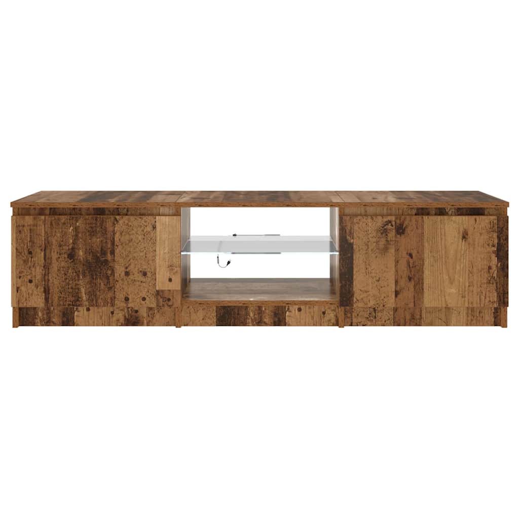 TV Cabinet with LED Lights Old Wood 140x40x36 cm Engineered Wood