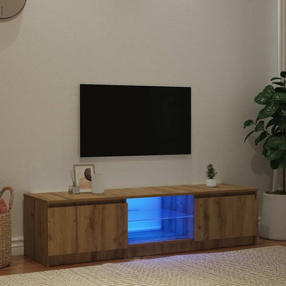 TV Cabinet with LED Lights Artisan Oak 140x40x36 cm Engineered Wood