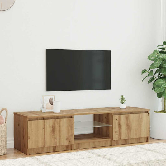 TV Cabinet with LED Lights Artisian Oak 140x40x36 cm Engineered Wood