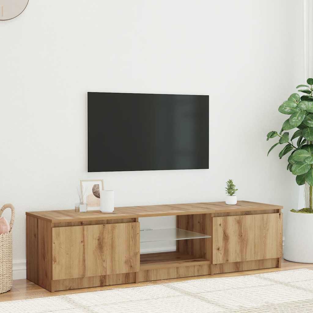 TV Cabinet with LED Lights Artisan Oak 140x40x36 cm Engineered Wood