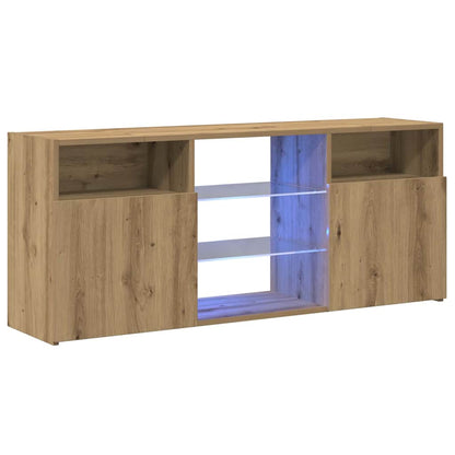 TV Cabinet with LED Lights Artisan Oak 120x30x50 cm Engineered Wood