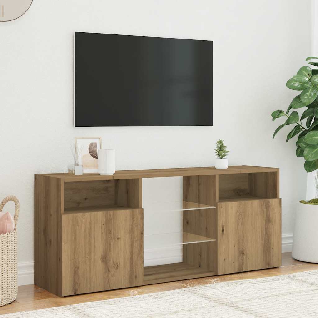 TV Cabinet with LED Lights Artisian Oak 120x30x50 cm Engineered Wood