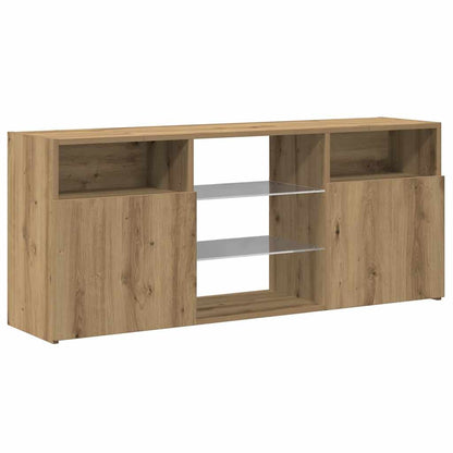 TV Cabinet with LED Lights Artisan Oak 120x30x50 cm Engineered Wood