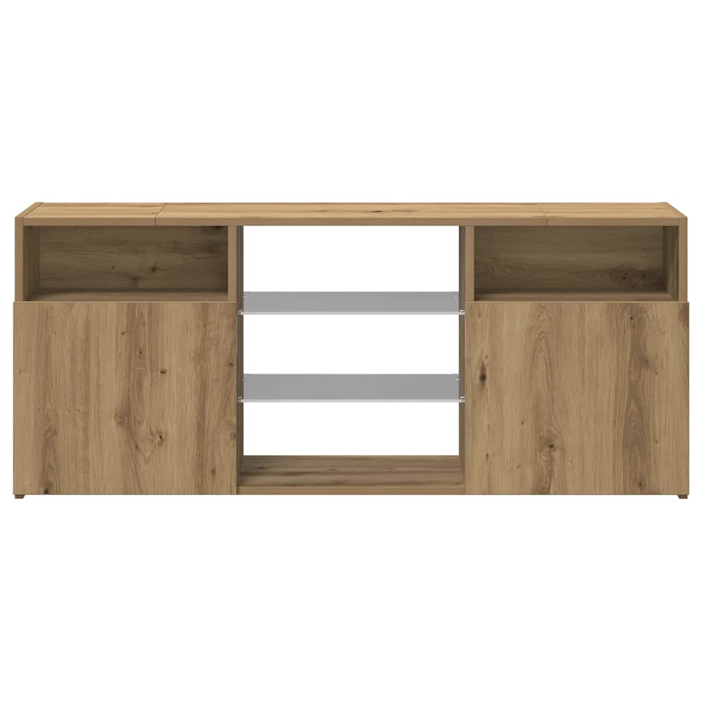 TV Cabinet with LED Lights Artisan Oak 120x30x50 cm Engineered Wood