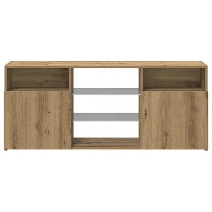 TV Cabinet with LED Lights Artisan Oak 120x30x50 cm Engineered Wood