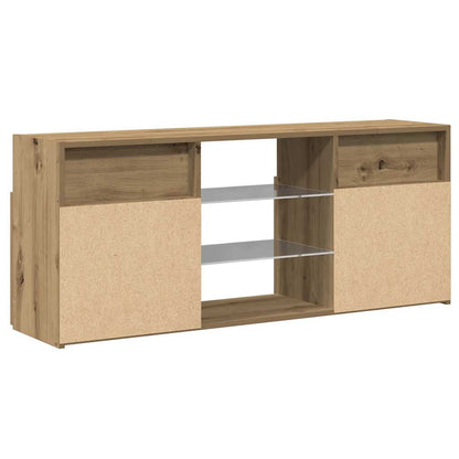 TV Cabinet with LED Lights Artisan Oak 120x30x50 cm Engineered Wood