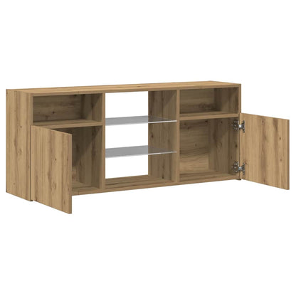 TV Cabinet with LED Lights Artisan Oak 120x30x50 cm Engineered Wood