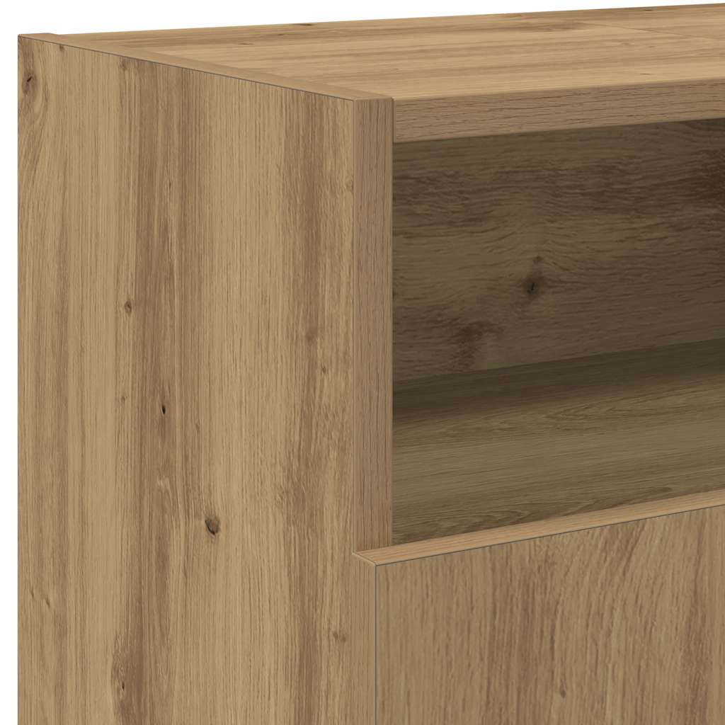 TV Cabinet with LED Lights Artisan Oak 120x30x50 cm Engineered Wood