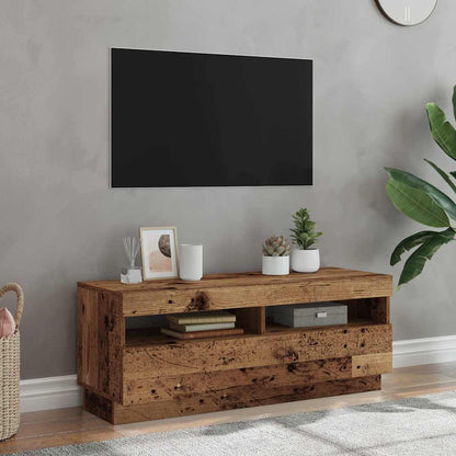 TV Cabinet with LED Lights Old Wood 100x35x40 cm Engineered Wood