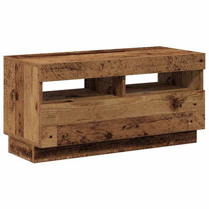 TV Cabinet with LED Lights Old Wood 80x35x40 cm Engineered Wood