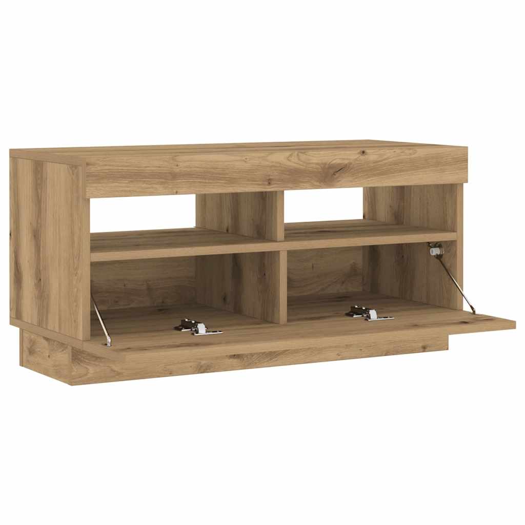 TV Cabinet with LED Lights Artisian Oak 80x35x40 cm Engineered Wood