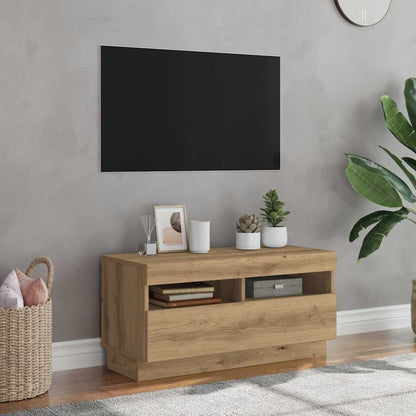 TV Cabinet with LED Lights Artisian Oak 80x35x40 cm