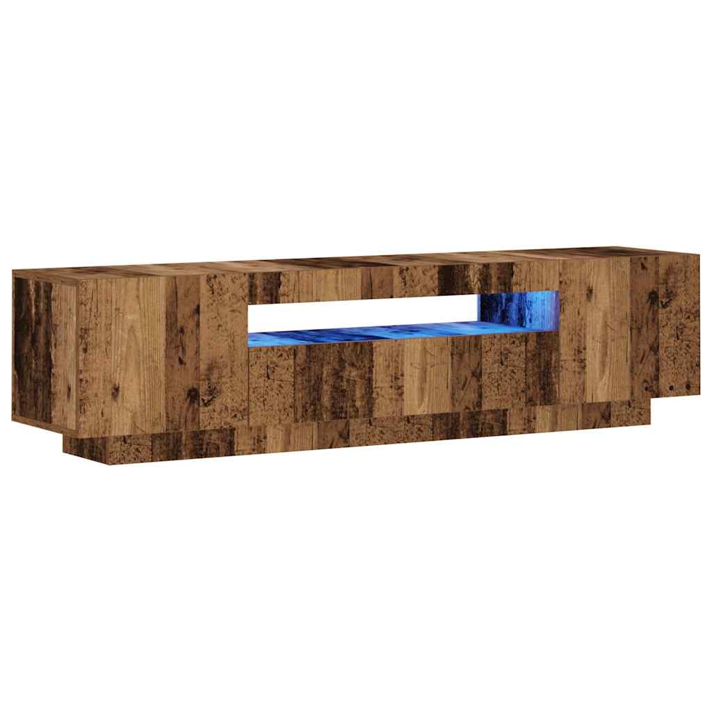 TV Cabinet with LED Lights Old Wood 160x35x40 cm Engineered Wood