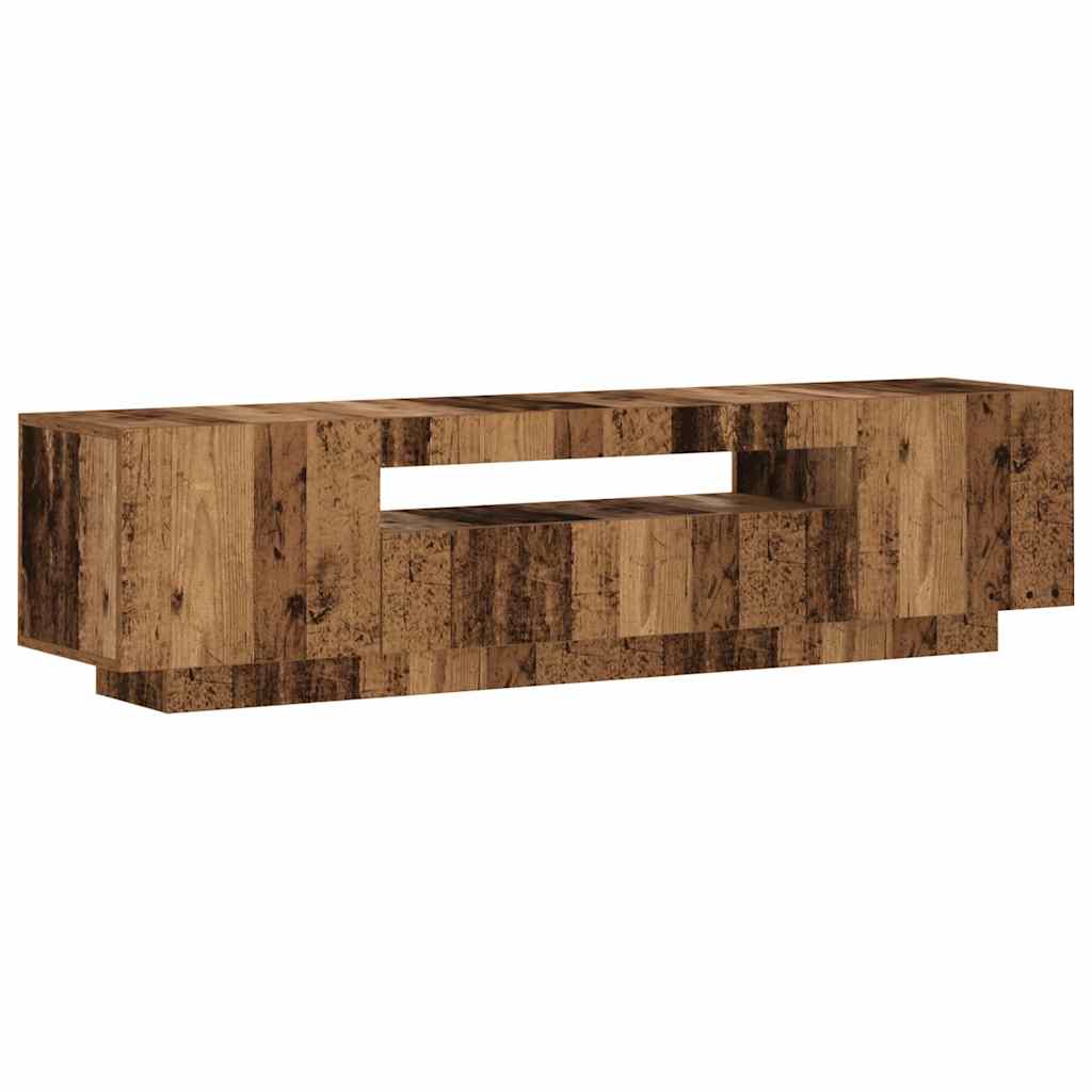 TV Cabinet with LED Lights Old Wood 160x35x40 cm Engineered Wood