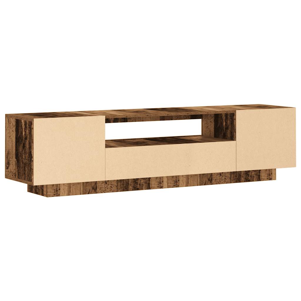 TV Cabinet with LED Lights Old Wood 160x35x40 cm Engineered Wood