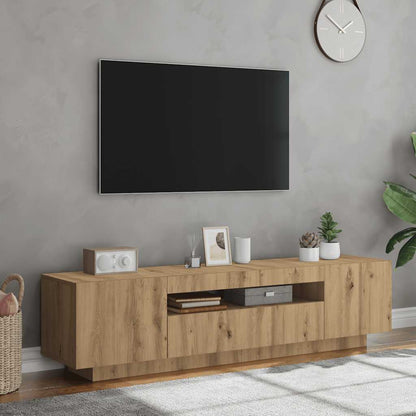 TV Cabinet with LED Lights Artisian Oak 160x35x40 cm Engineered Wood