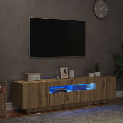 TV Cabinet with LED Lights Artisian Oak 160x35x40 cm Engineered Wood