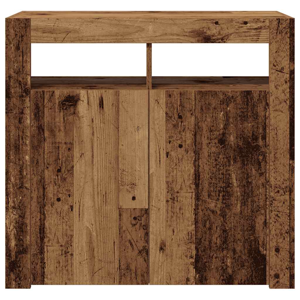 Sideboard with LED Lights Old Wood 80x35x75 cm Engineered Wood