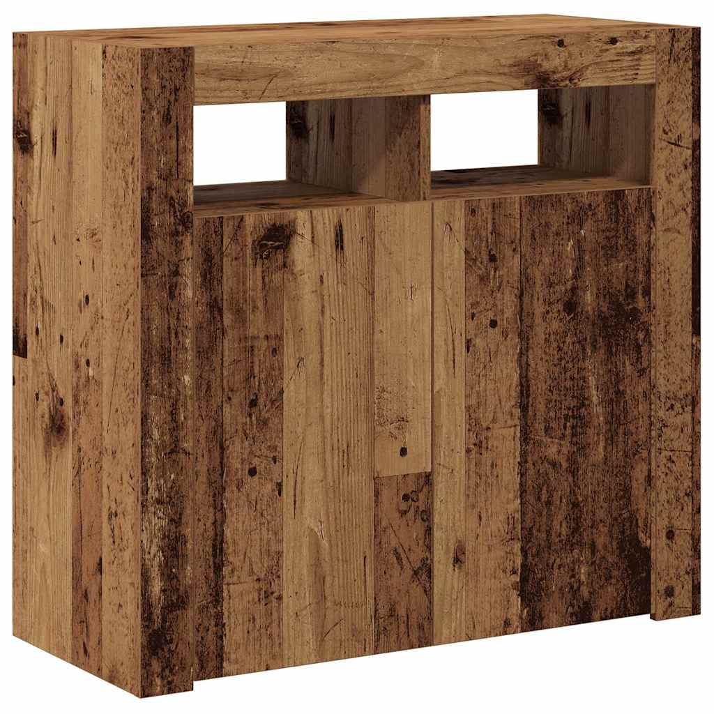 Sideboard with LED Lights Old Wood 80x35x75 cm Engineered Wood
