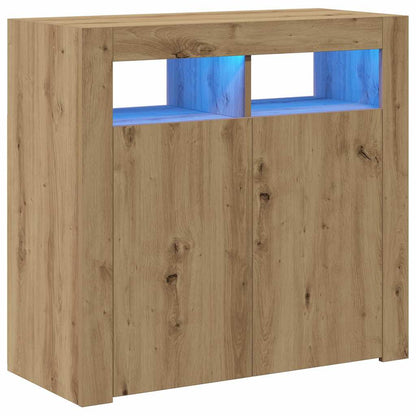 Sideboard with LED Lights Artisan Oak 80x35x75 cm