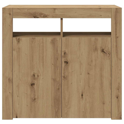 Sideboard with LED Lights Artisan Oak 80x35x75 cm