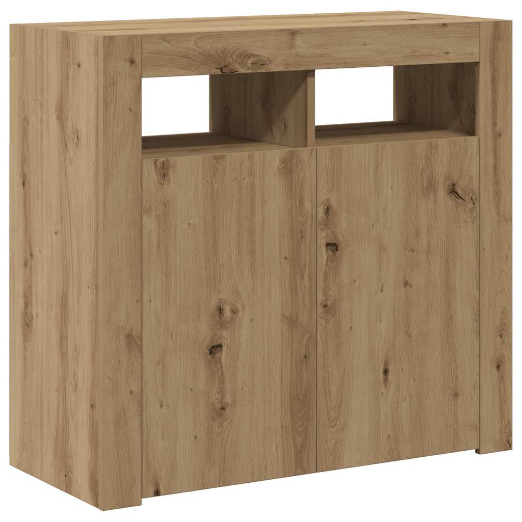 Sideboard with LED Lights Artisan Oak 80x35x75 cm Engineered Wood