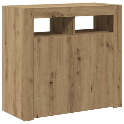 Sideboard with LED Lights Artisan Oak 80x35x75 cm Engineered Wood