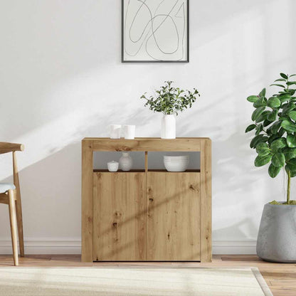 Sideboard with LED Lights Artisan Oak 80x35x75 cm Engineered Wood