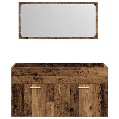 Bathroom Cabinet with Mirror Old Wood Engineered Wood