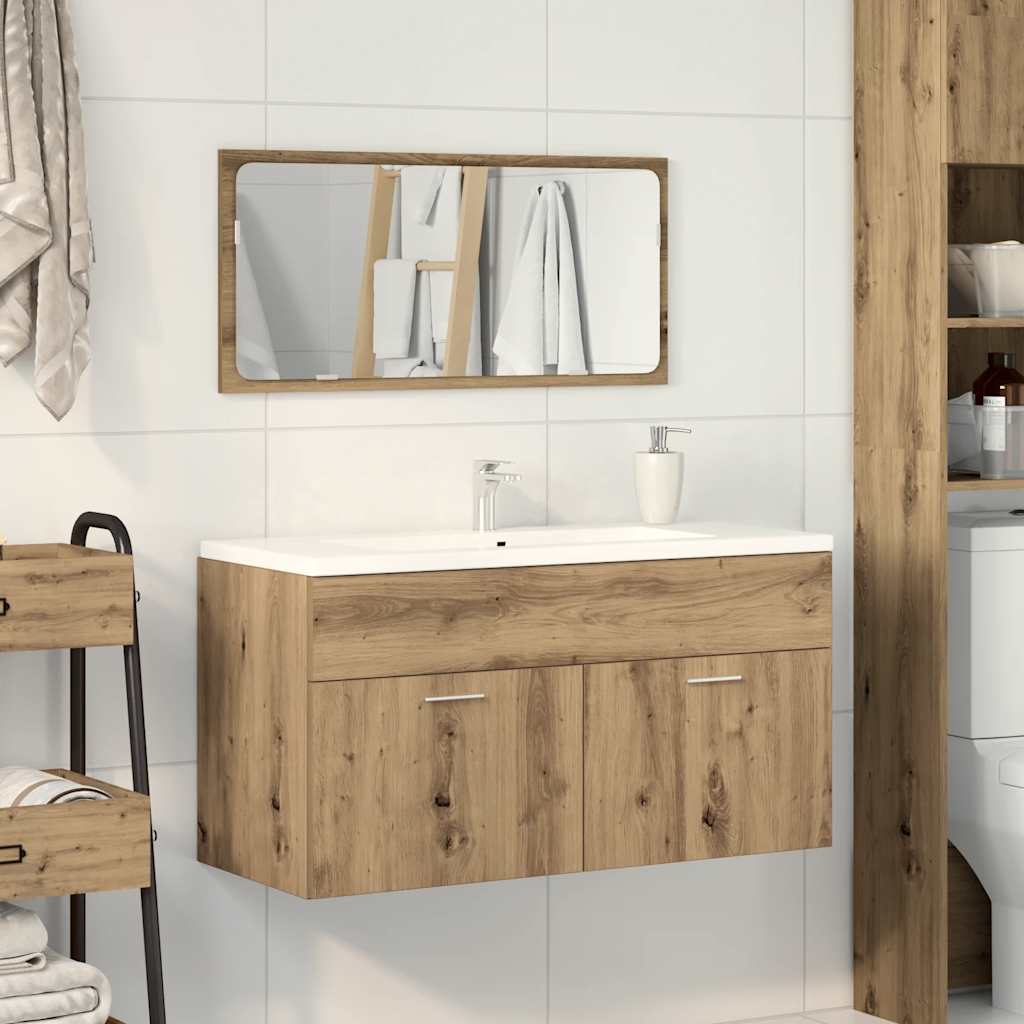 Bathroom Cabinet with Mirror Artisan Oak Engineered Wood